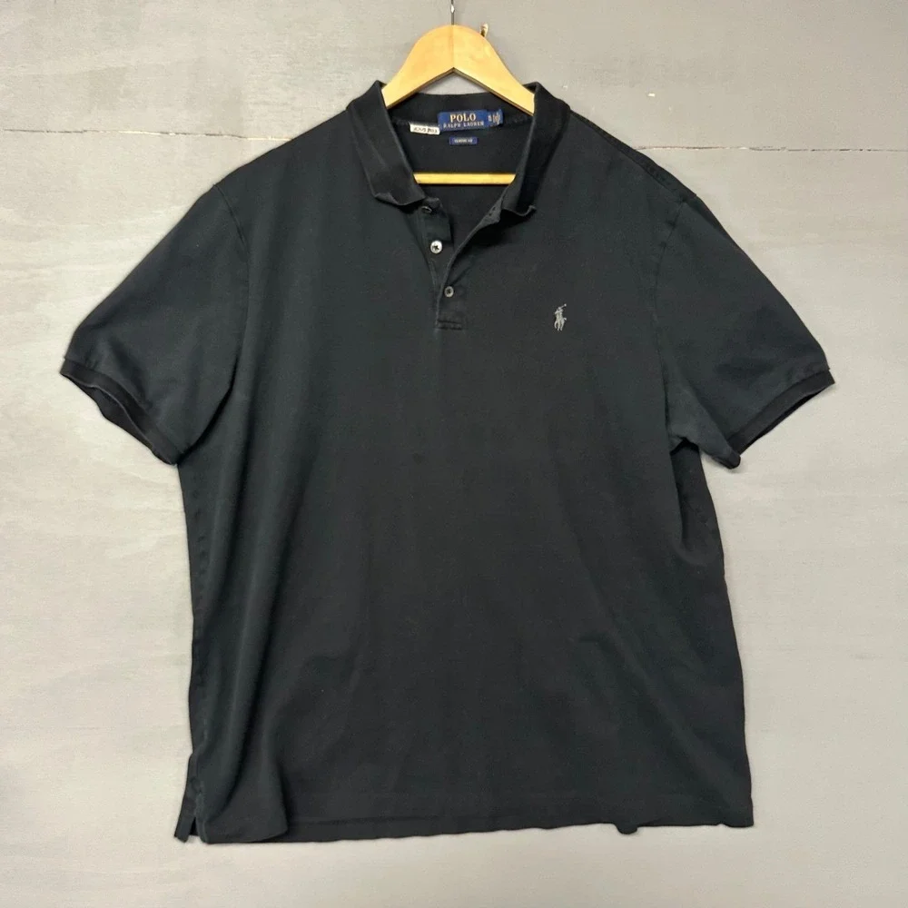 Polo Ralph Lauren Classic Fit Black Short Sleeve‎ Polo Shirt Mens XL